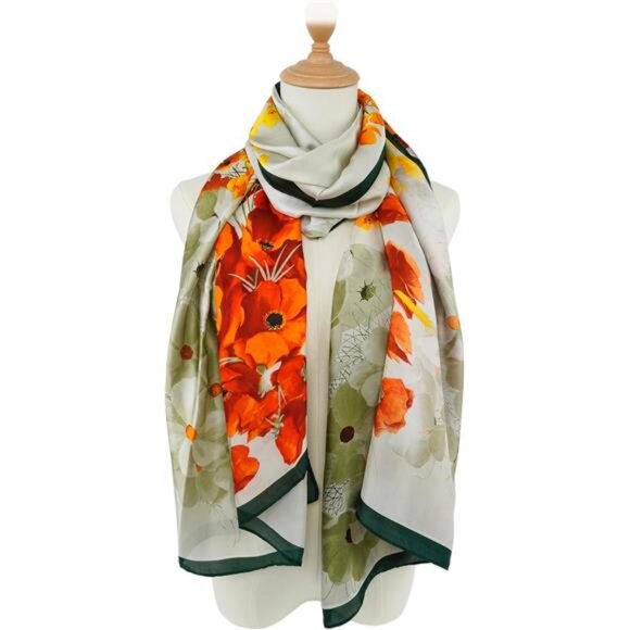 YOUR‎ SMILE Large Mulberry Silk Feeling Long Stain Scarf Lightweight Sunscreen - Picture 4 of 8